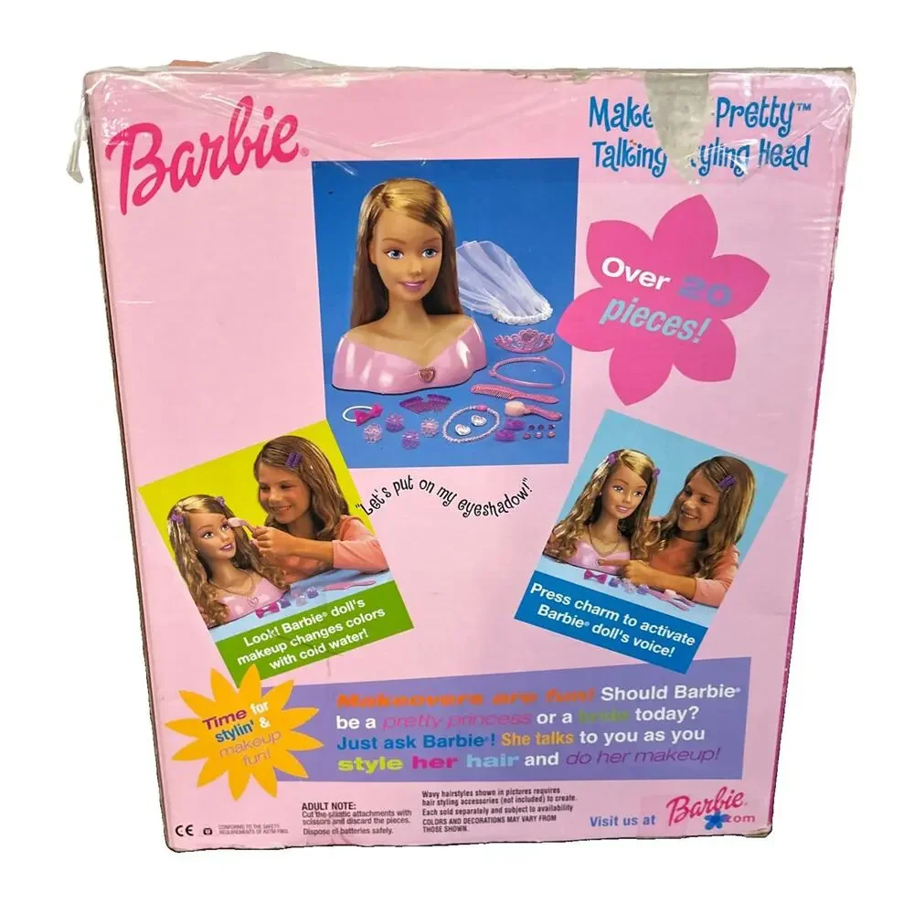 Mattel Barbie Make Me Pretty Talking Styling Head 2001 Tested & Works Box Damage